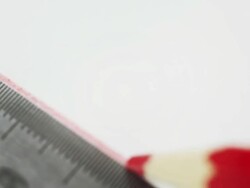 steel ruler and red wood pencil Stock Footage