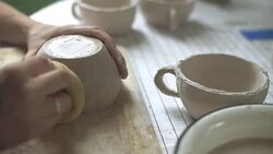 Hands washing ceramics Stock Footage
