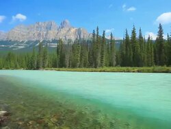 River with mountain in the background Stock Footage
