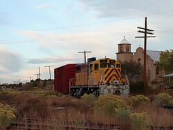 MS PAN Train parked on railroad tracks / Lamy, New Mexico, United States Stock Footage