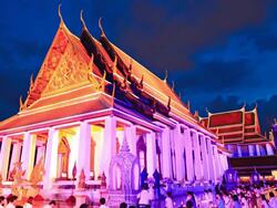 Timelapse-Prayers temple.People attended night. Stock Footage