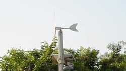 Wind turbines and Solar panels with Green energy Concept, close-up Stock Footage