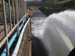 Watergate is draining some water from dam Stock Footage
