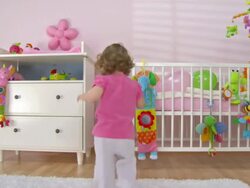 HD CRANE: Adorable Baby Girl Dancing Stock Footage