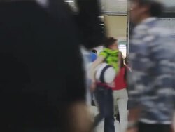 MS Commuters rushing by in underground passage / Tokyo, Tokyo-to, Japan   Stock Footage