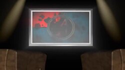 A grungy film leader counts down on a television screen in a home theater. Stock Footage