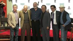 Tom Bergeron, Carl Reiner, Rob Reiner, Billy Crystal, Ben Mankiewicz, Norman Lear at 2017 TCM Classic Film Festival - Carl Reiner And Rob Reiner Hand And Footprint Ceremony Stock Footage