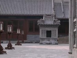 MS PAN Shot of courtyard in Temple of Heaven / Beijing, China Stock Footage