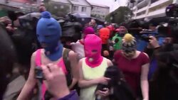 Pussy Riot members talk to media upon release from police station News Clip
