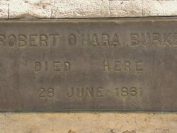CU Shot of Burke death plaque / Innamincka, South Australia, Australia Stock Footage