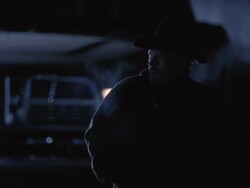  MS SLO MO Cowboy breathing and walking at night / Tejon Ranch, California, USA Stock Footage