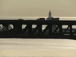 WS Traffic on Lake Shore Drive bridge / Chicago, Illinois, USA Stock Footage
