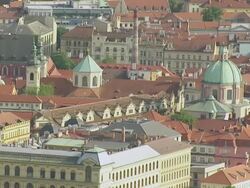 MS AERIALS Shot of dome shape building / Prague, Czech Republic Stock Footage