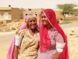 Two rajasthani senior women talking, Jaisalmer, Rajasthan, India Stock Footage