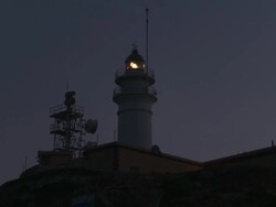 MS View of Lighthouse / Cabo De Gata, Andalusia, Spain Stock Footage