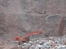 WS machinery working at quarry / Taben-Rodt, Rhineland-Palatinate, Germany Stock Footage