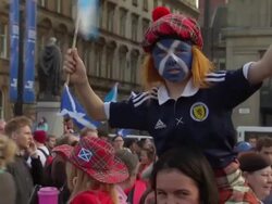Scottish Referendum: Young Yes Voter dressed as Tartan Army News Clip