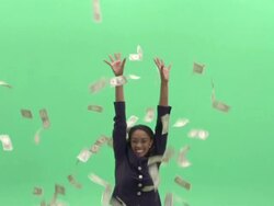 MS, Happy businesswoman throwing American dollar banknotes in studio Stock Footage
