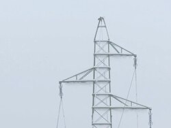 Power Line After An Ice Storm Stock Footage