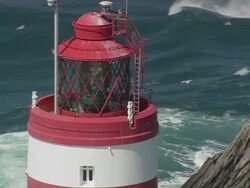 CU AERIAL DS Shot of Casquets Lighthouse / Alderney, Channel Isles Stock Footage