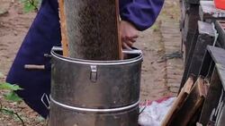 Beekeeper getting honey from the bee box Stock Footage