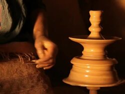 Tunisian Basket Maker weaves basket in traditional way Stock Footage