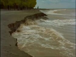 MS Waves eroding beach, USA Stock Footage