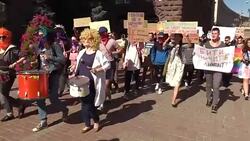 March of Ukrainian feminists in Kiev Stock Footage