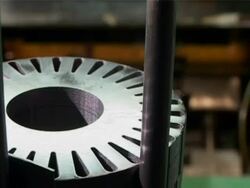 Machine producing metal components Stock Footage