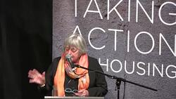 Toronto Affordable Housing Summit 2016: Pam McConnel leader of leading Torontoï¿½s Poverty Reduction Strategy Stock Footage