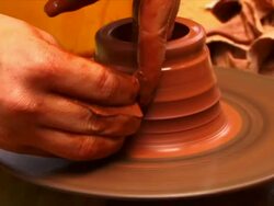 Making pottery on a Wheel Stock Footage