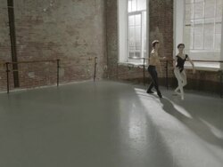 Ballet dancers rehearsing together in dance studio Stock Footage