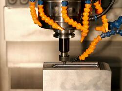 Cnc Machine Without Coolant Spray Stock Footage