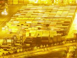 Shipyard Working at Dusk Time Lapse Stock Footage