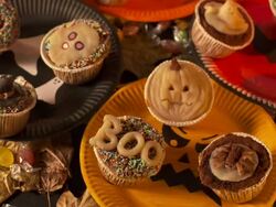 HD DOLLY: Halloween Treats Stock Footage