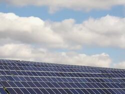HD TL Solar Park in Front of Cloudy Sky (4:2:2) Stock Footage