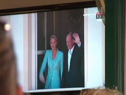 ATMOSPHERE Crowds watching television at the Monaco Royal Wedding: First Appearance of Married Couple at Monaco . (Footage by WireImage Video/Getty Images Entertainment Video) Stock Footage