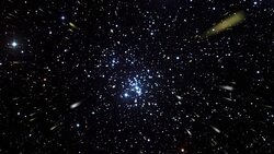 Space travel towards the NGC869, open star cluster Stock Footage