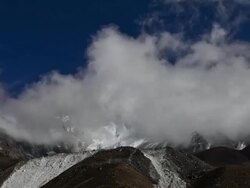 Time-lapse of clouds passing in front of a Himalayan peak. Stock Footage