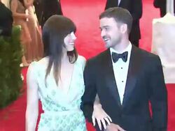 Jessica Biel, Justin Timberlake at "Schiaparelli And Prada: Impossible Conversations" Costume Institute Gala Stock Footage