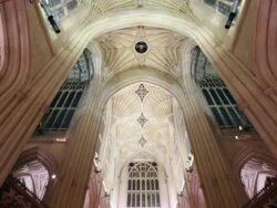 100 People Attend A Banquet In Bath Abbey Stock Footage