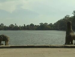 Long Shot Lake Angkor Wat Siem Reap Cambodia Stock Footage