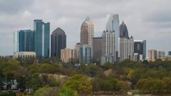 Midtown Skyline from Piedmont Park, Atlanta, Georgia, United States of America Stock Footage