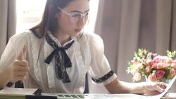 pretty woman working with documents Stock Footage