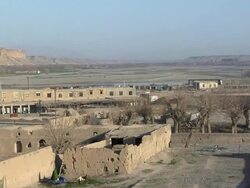 WS View of village and landscape / Musa Qala, Helmand Province, Afghanistan. Stock Footage