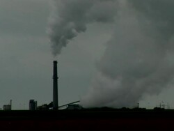 WS View of smoke and steam billow from smokestack at power plant / Texas, United States Stock Footage