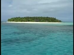 Desert island, from sea, Tonga Stock Footage