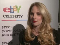 INTERVIEW: eBay Representativetalks about eBay Celebrity at eBay Celebrity And Brad Pitt's Make It Right Celebrate Pop-Up Gallery Exhibition At New York's Chelsea Market on 02/09/2012 in New York Stock Footage