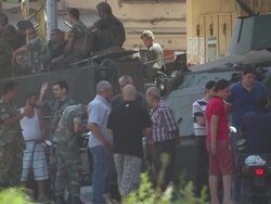 Tanks and soldiers in Tripoli Lebanon Stock Footage