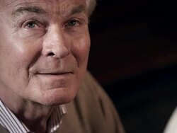 Old man with telescope Stock Footage